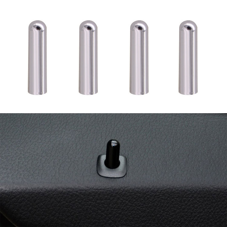 Car door lock cover caps, 4-piece set, silver metallic finish