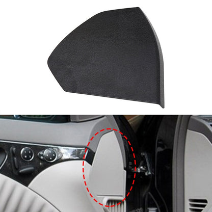 Black plastic left front door trim cover panel, curved shape for door opening