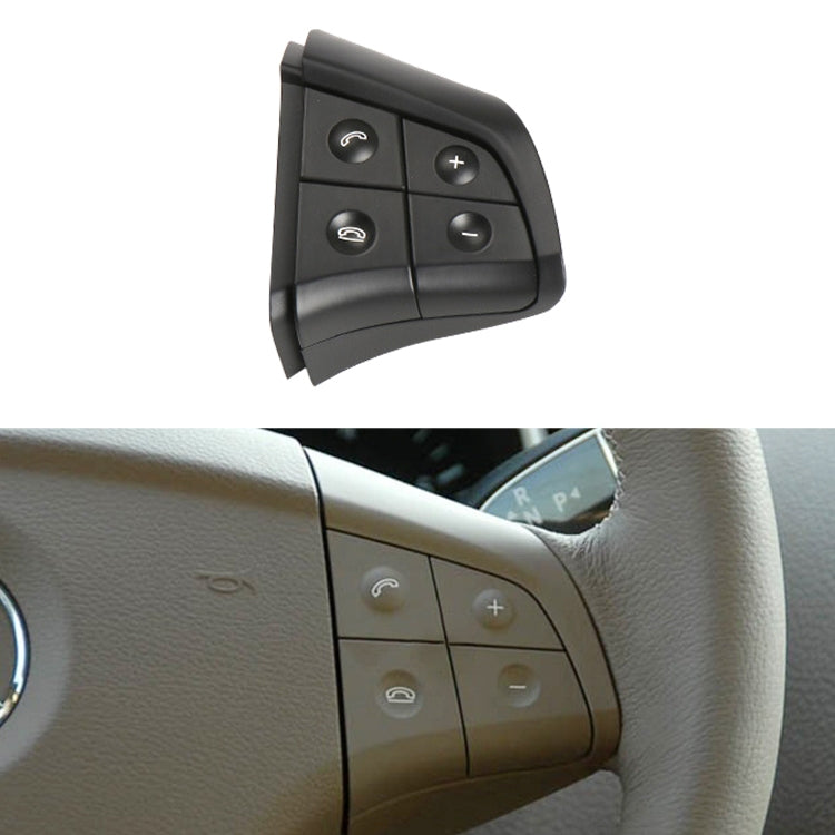 Black 4-button steering wheel switch panel with volume and phone-style icons