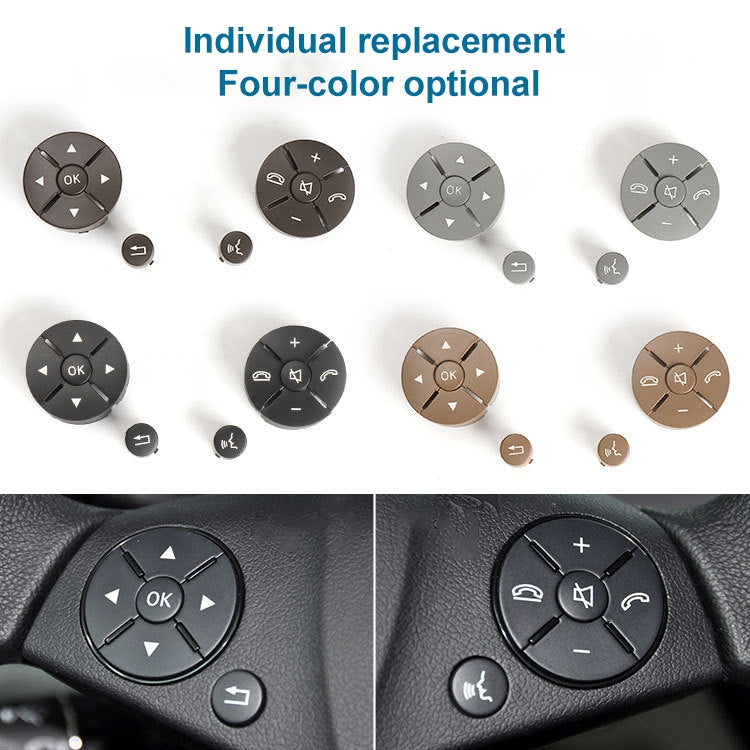 Set of steering wheel switch button panels in multiple colors with OK and function icons