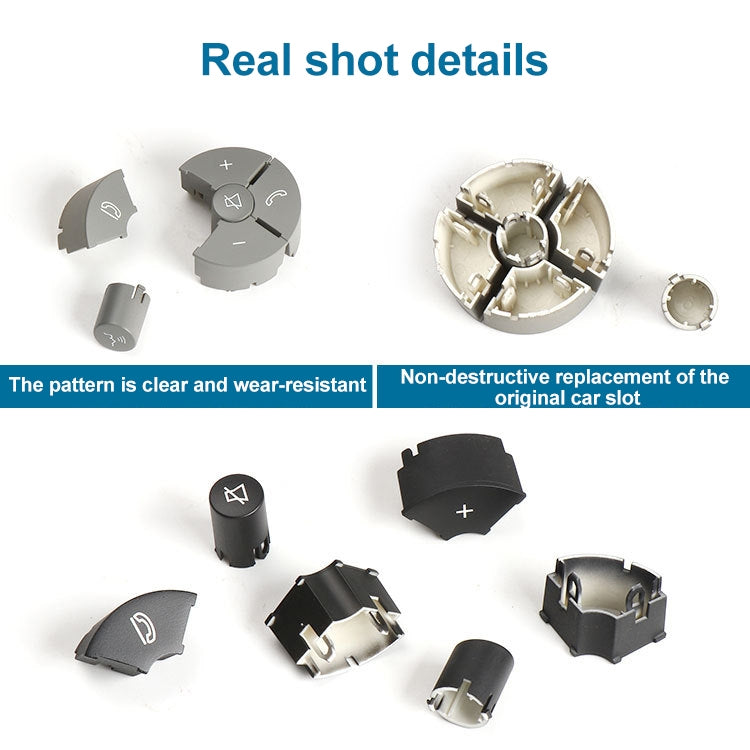 Steering wheel switch button panel pieces with mounted parts and OK button icons