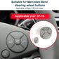 Steering wheel switch button panel with OK controls and arrow icons on car steering area