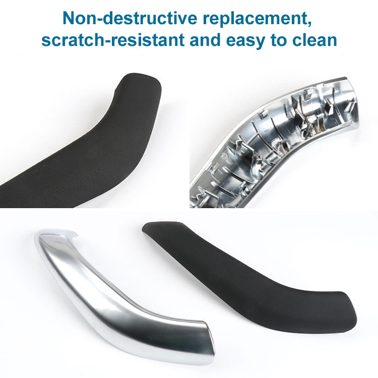 Pair of curved door handle pull trim covers: black and chrome finish