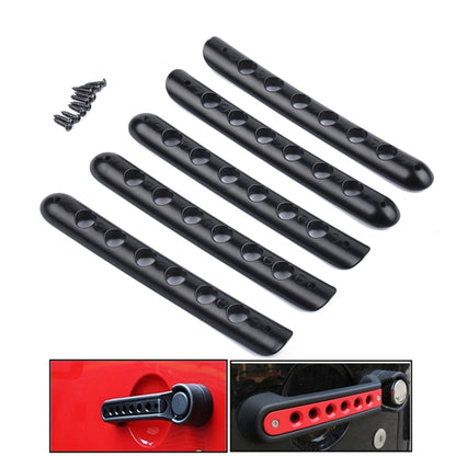 Black auto door grab handle cover set, 5 aluminum pieces with mounting screws