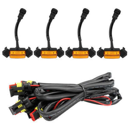 LED front grille warning light modules with amber lenses and wiring harness (4-pack)