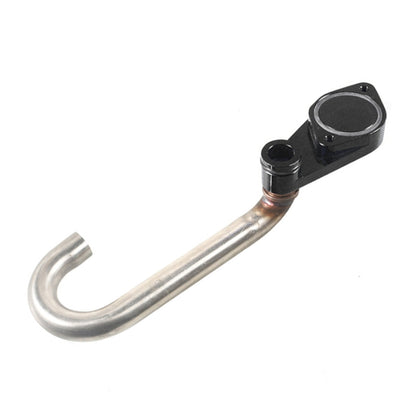 EGR valve removal kit with silver exhaust pipe and black mounting bracket