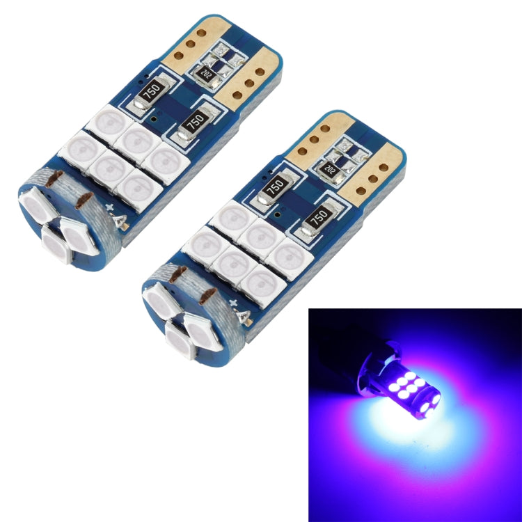Pair of T10 LED car clearance bulbs with blue SMD circuit boards