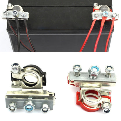 Car battery terminal clamp connectors kit with red and black wire cables