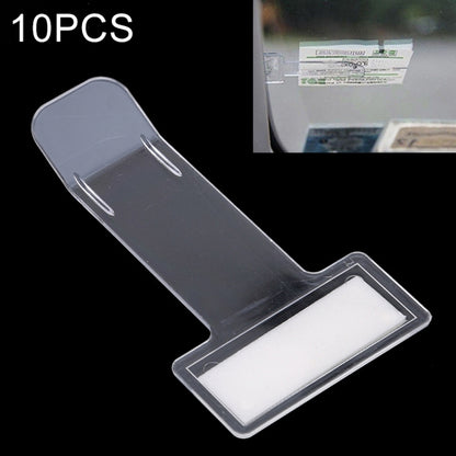 Car ticket holder clip set of clear and dark gray plastic with label pocket