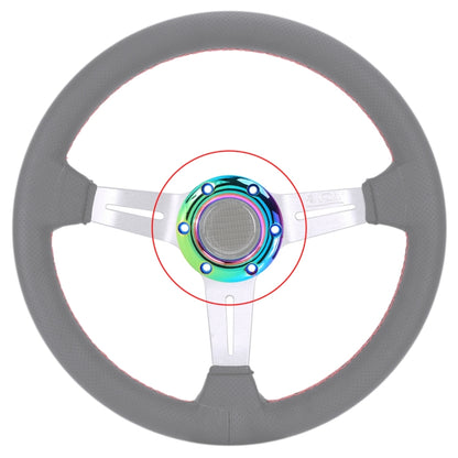 Steering wheel horn button cover with multicolor circular LED ring and mounting holes