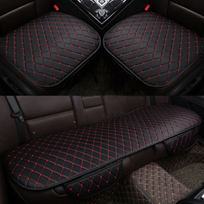 Universal car seat cushion covers, black with red diamond stitching, anti-slip backing