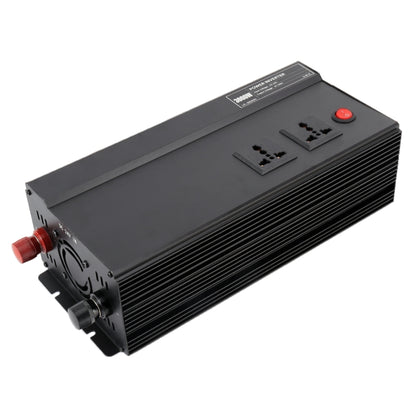 Car sine wave power inverter, black with red terminals and side cooling vents.