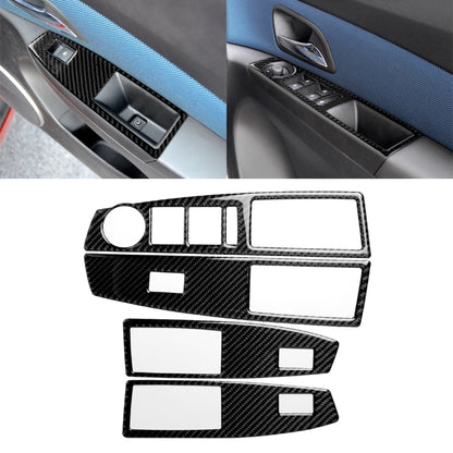 Carbon fiber-look window lift switch panel sticker set with cutout buttons