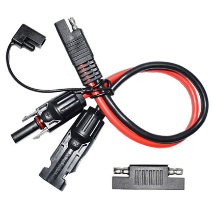 Solar power adapter cord with MC4 and SAE connectors, red and black wire cable