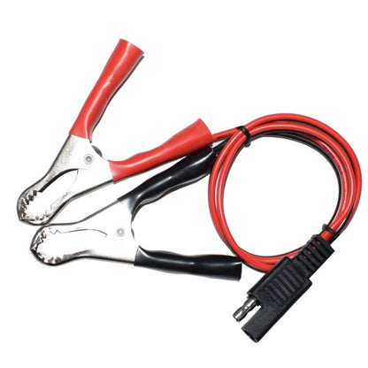Battery charging cable with red/black wires, SAE plug and crocodile clips