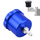 Hydraulic handbrake oil tank reservoir, blue anodized body with threaded outlet