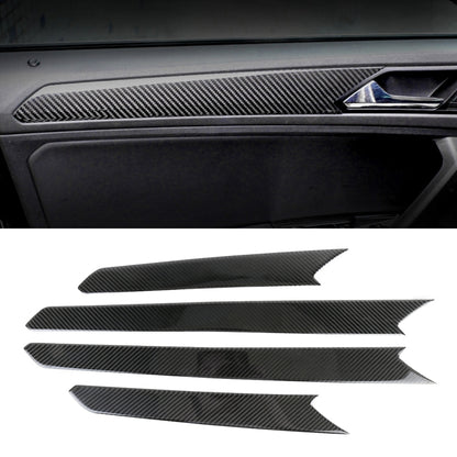 Carbon fiber door panel decal set, dark carbon-weave strips
