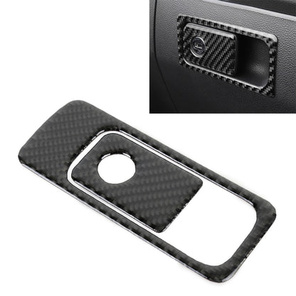 Carbon fiber front seat storage handle trim sticker, rectangular frame with round cutout