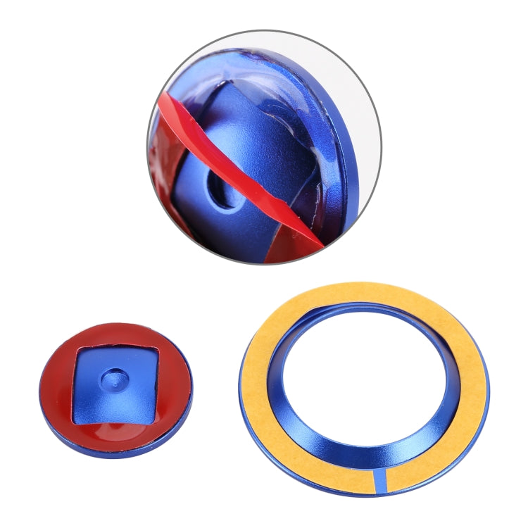 Blue start engine stop ring trim with red start/stop button cap