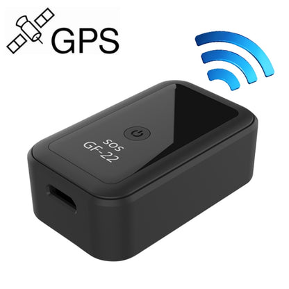 Black GPS car tracker device with SOS button and built-in status display
