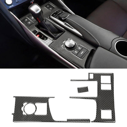 Carbon fiber gear panel decorative sticker set with cutouts for gear buttons and trim