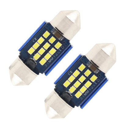 Pair of blue LED dome reading lamp bulbs with silver caps and multiple SMD LED chips