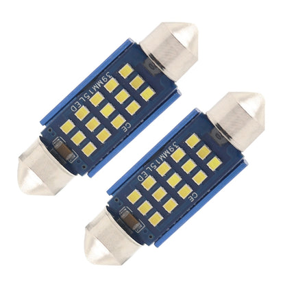 Pair of blue LED dome reading lamp bulbs with silver end caps and yellow SMDs
