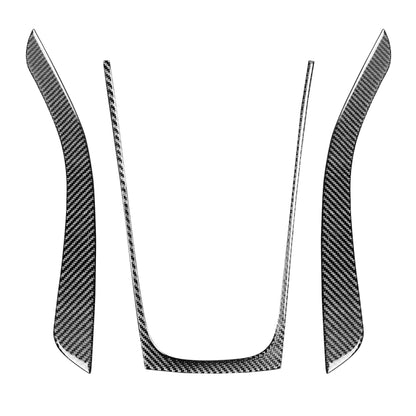 Carbon fiber style gear panel decal set, three curved pieces for car interior