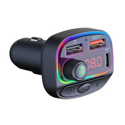Car dual USB charger with LED ring, digital display, and QC3.0/PD ports