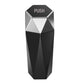 Silver/gray mini desktop trash can with hinged push lid and geometric faceted design