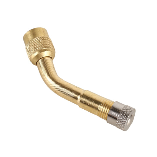 135° inflatable nozzle extension elbow with threaded ends, brass-colored