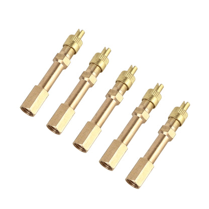 5-pack brass tire valve extension tubes, 50mm length