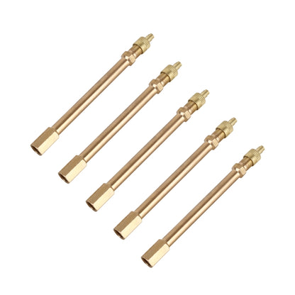Set of 5 copper tire valve extension tubes, 100mm, with threaded ends
