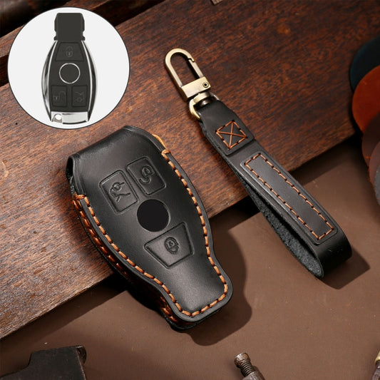 Hallmo Car Cowhide Leather Key Protective Cover Key Case for Old Mercedes-Benz E300L, For Old Mercedes-Benz E300L