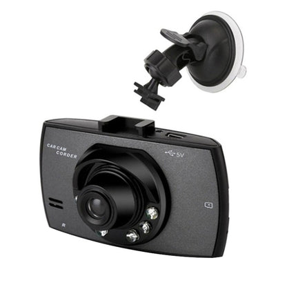 Car dash cam with suction mount, front lens and compact body design