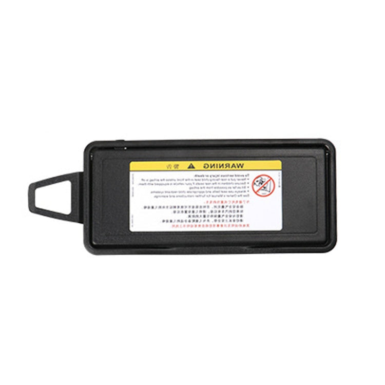 Black right car sun visor makeup mirror with warning label, closed cover