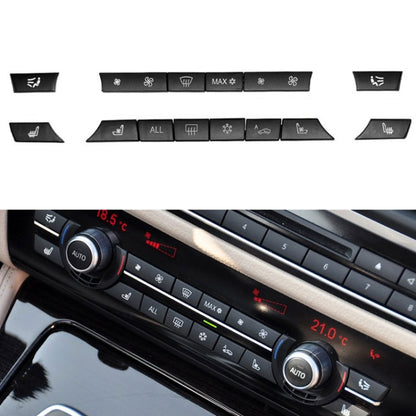 Car climate control switch button panel, dark 14-button HVAC icons with 2 knobs