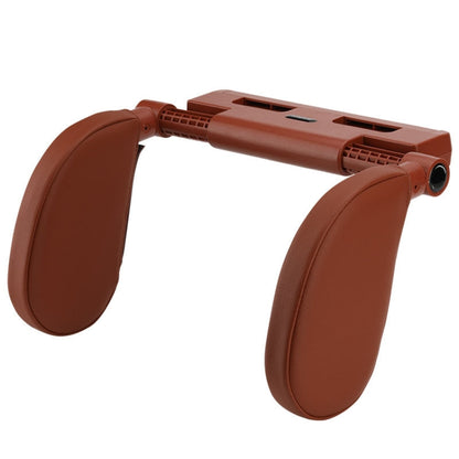 Brown U-shaped neck rest cushion with adjustable side supports and memory-foam padding