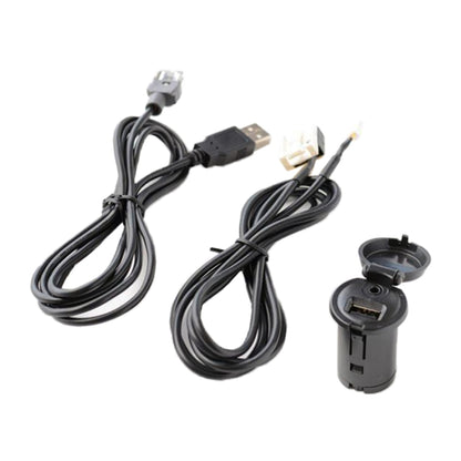 Car audio adapter cable with USB plug, AUX socket, and wiring harness