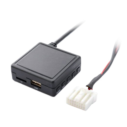Car audio AUX Bluetooth adapter module with USB and TF slots and wiring harness