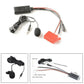 Car AUX Bluetooth audio harness kit with microphone, wiring set and red adapter plug