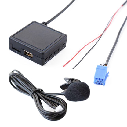 Car Bluetooth AUX audio receiver box with external microphone and wiring harness
