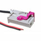 Car radio wiring connector block with pink latch and two color wire leads