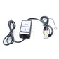Car AUX audio adapter box with attached cables and white connector, black