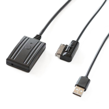 Bluetooth audio cable with inline control box, USB and AUX connectors, black