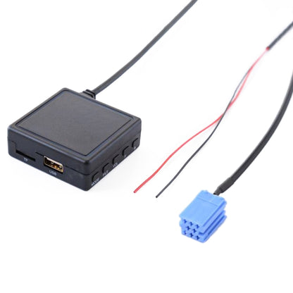 Car AUX audio input adapter with cable and blue wiring connector