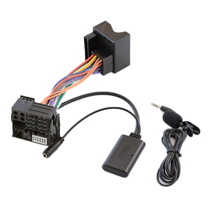 Car AUX Bluetooth audio cable with microphone, wiring harness and audio adapter module