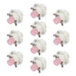 Pink wedge LED indicator bulb set with white sockets and metal contact pins