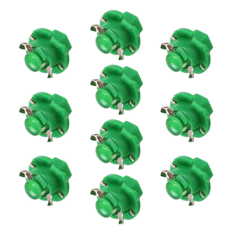 Green wedge LED indicator bulb set with white sockets and metal contact pins