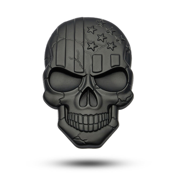 3D devil skull car sticker, black metal-plated finish with star details